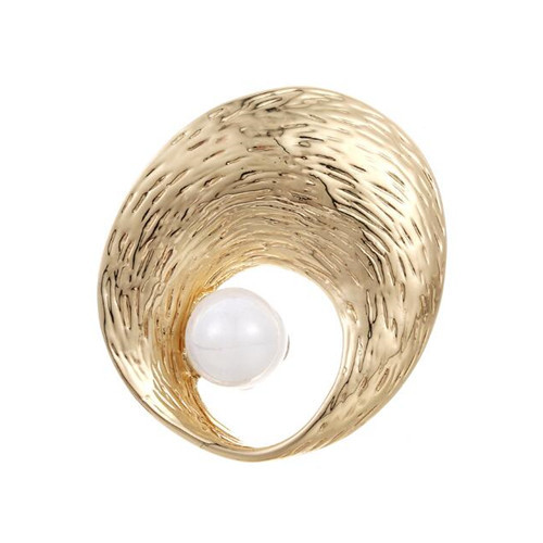 Geometrical shape costume jewels wholesale fashion oval pearl brooch in gold color 